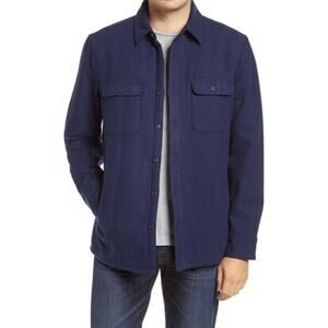 NWT 1901 Shirt Jacket Front Button Long Sleeve Collared Neck Navy Blue Size XXXL